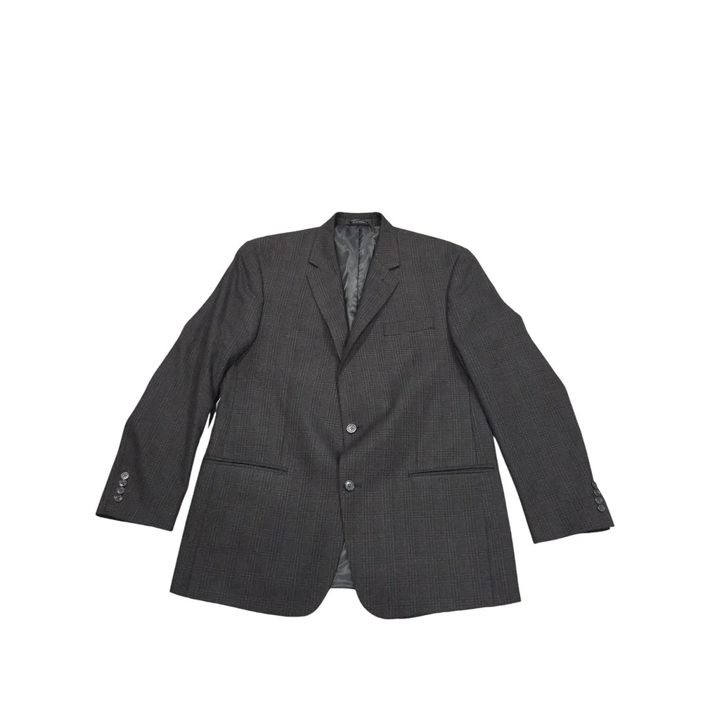 Andrew Fezza Macys Mens Grey‎ Glen Plaid Two Button Sport Coat